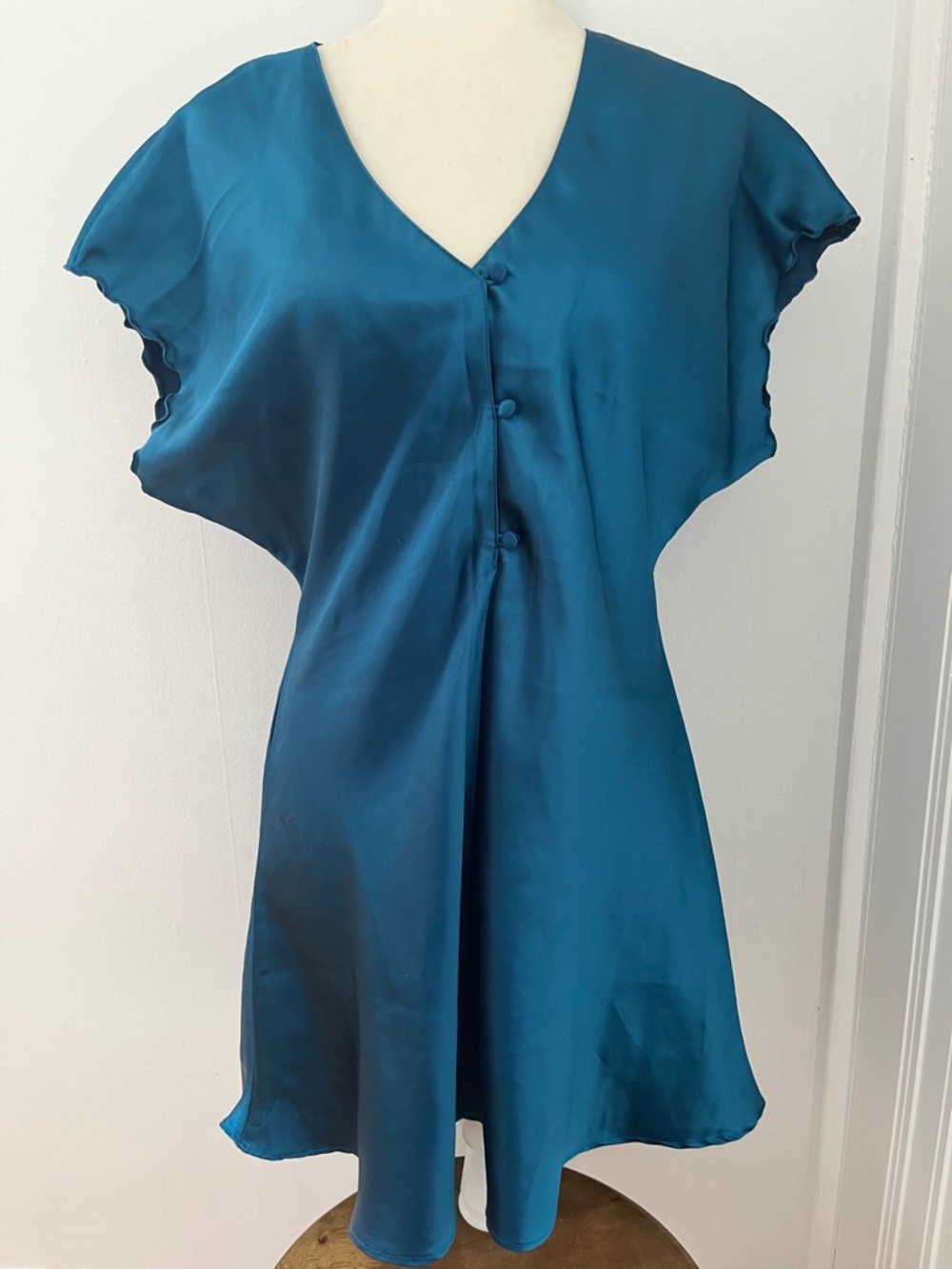 Vintage Victoria's Secret Turquoise Satin Button-Front slip dress